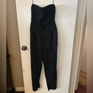 Abercrombie & Fitch Black Strapless Linen Jumpsuit